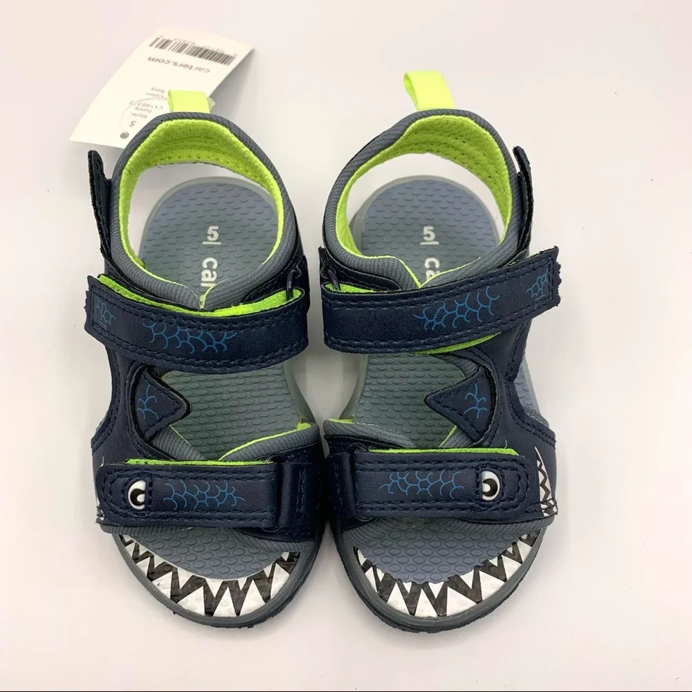 Carter’s Boys Blue Light Up Shark Sandals Toddler Size 5